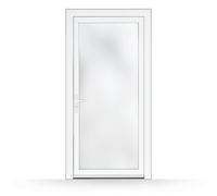 Porte de service en PVC vitrée, 700x2000 mm, blanc, ouverture sur la gauche vers l’intérieur, modèle Nice