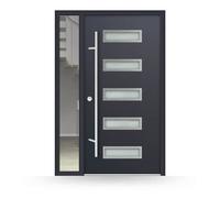 Porte d'entée en acier avec panneau latéral, anthracite, 2080 mm x 300 mm x 980 mm ou sur mesure, modèle Angoulême, entièrement personnalisable