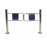 Porte d'entrée à Sens Unique à Ressort, Porte piétonne en métal d'entrepôt, Porte piétonne en Acier Inoxydable, pour supermarché, bibliothèque, Magasin panoramique (Argent) (100 × 97 cm)