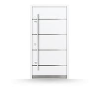 Porte d'entrée acier blanc, 1000 x 2000 mm ou sur mesure, ouverture sur la gauche vers l’intérieur, modèle Vesoul, entièrement personnalisable