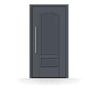 Porte d'entrée aluminium, sans vitre, gris anthracite, RAL 7016, isolation phonique et thermique, classique, campagne, Schuco, Modèle Verdun