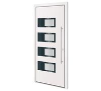 Porte d'entrée Blanc 100x210 cm Aluminium et PVC