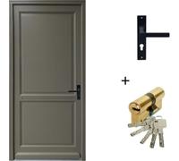 Porte d'entree Bois Pleine, Elixir, Vert RAL7002, H215 x L90 p.Gauche + Poignee Et Barillet (ref010723NO)