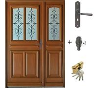 Porte d'entree Bois Tiercee Vauban H215 x L140 p.Gauche + Poignee Et Barillet (ref 010403RFP) Cotes Tableau