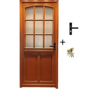Porte d'entree Bois vitree, Alena, H215 x L80 p.Gauche + Poignee Et Barillet ( ref 010723NO) Cotes Tableau