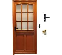 Porte d'entree Bois vitree, Alena, H215 x L90 p, droit Cote Tableau + Poignee Et Barillet ( ref 010723NO)