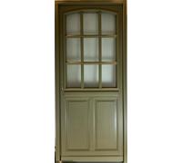 Porte d'entree Bois vitree, Andore Vert RAL 7002, H215 x L80 p, droit + Poignée Et Barillet (ref : N158RPL -IN158RCI)