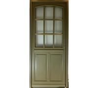 Porte d'entree Bois vitree, Andore Vert RAL 7002, H215 x L80 p, gauche + Poignée Et Barillet (ref : N158RPL -IN158RCI)