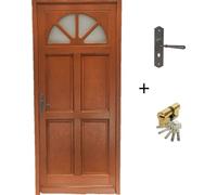 Porte d'entree Bois vitree, Ferji, H215 x L90 p, droit + Poignee Et Barillet (ref 010403FP) Cote Tableau