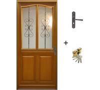 Porte d'entree Bois vitree, Sandy, H215 x L90 p.Gauche Cote Tableau + Poignee Et Barillet (ref 010403FP)