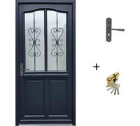Porte d'entree Bois vitree, Sanna, H215 x L90 p, droit Cote Tableau + Poignee Et Barillet (ref 010403FP)