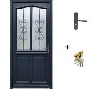 Porte d'entree Bois vitree, Sanna, H215 x L90 p.Gauche Cote Tableau + Poignee Et Barillet (ref 010403FP)