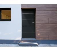 Porte d'entrée en acier pleine et inox H207 x L100 cm anthracite - épaisseur 55 mm - poussant gauche - NAXARA