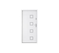 Vente-unique - Porte d'entrée en acier pleine et inox H207 x L100 cm blanc - épaisseur 55 mm - poussant gauche - TIFANA