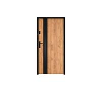 Porte d'entrée en acier pleine et inox H207 x L100 cm - verre fumé - effet chêne et noir - épaisseur 55 mm - poussant droit - BRAGA