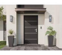 Porte d'entrée en acier pleine et inox H208.5 x L105 cm anthracite - épaisseur 90 mm - poussant gauche - NAXARA