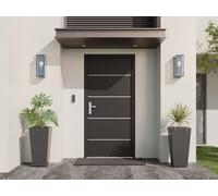 Porte d'entrée en acier pleine et inox H208.5 x L105 cm anthracite - épaisseur 90mm - poussant droit - NAXARA