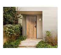 Vente-unique - Porte d'entrée en acier pleine H207 x L100 cm effet chêne - épaisseur 55 mm - poussant gauche - AGUEDA