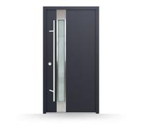 Porte d'entrée en acier vitrée, anthracite, 1000 x 2000 mm ou sur mesure, ouverture sur la gauche vers l’intérieur, modèle Arras