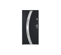 Porte d'entrée en acier vitrée avec inox H207 x L100 cm anthracite - épaisseur 55 mm - poussant gauche - TROFA