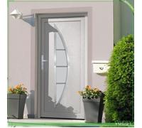 Porte d'entrée PVC blanche 98x208 cm avec vitrage en arche, serrure 5 points et seuil alu