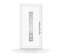 Porte d'Entrée PVC, HT400, Blanc, 760 x 1885 mm ou sur mesure, serrure 3 points, double vitrage, modèle Béziers