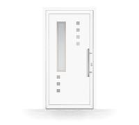 Porte d'Entrée PVC, HT400, Blanc, 760 x 1885 mm ou sur mesure, serrure 3 points, double vitrage, modèle Cannes