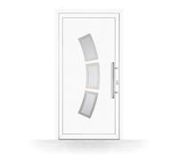 Porte d'Entrée PVC, HT400, Blanc, 760 x 1885 mm ou sur mesure, serrure 3 points, double vitrage, modèle Champigny-sur-Marne