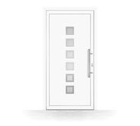 Porte d'Entrée PVC, HT400, Blanc, 760 x 1885 mm ou sur mesure, serrure 3 points, double vitrage, modèle Colombes
