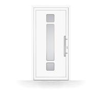 Porte d'Entrée PVC, HT400, Blanc, 760 x 1885 mm ou sur mesure, serrure 3 points, double vitrage, modèle Courbevoie