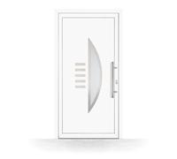 Porte d'Entrée PVC, HT400, Blanc, 760 x 1885 mm ou sur mesure, serrure 3 points, double vitrage, modèle Créteil