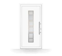 Porte d'Entrée PVC, HT400, Blanc, 760 x 1885 mm ou sur mesure, serrure 3 points, double vitrage, modèle Drancy