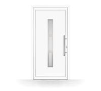 Porte d'Entrée PVC, HT400, Blanc, 760 x 1885 mm ou sur mesure, serrure 3 points, double vitrage, modèle Dunkerque