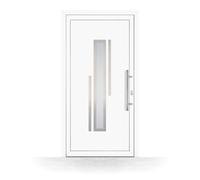 Porte d'Entrée PVC, HT400, Blanc, 760 x 1885 mm ou sur mesure, serrure 3 points, double vitrage, modèle La Rochelle