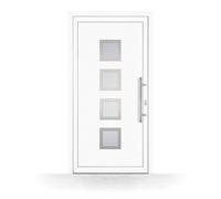 Porte d'Entrée PVC, HT400, Blanc, 760 x 1885 mm ou sur mesure, serrure 3 points, double vitrage, modèle Rueil-Malmaison