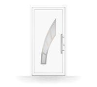 Porte d'Entrée PVC, HT400, Blanc, 760 x 1885 mm ou sur mesure, serrure 3 points, double vitrage, modèle Saint-Nazaire