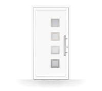 Porte d'Entrée PVC, HT400, Blanc, 760 x 1885 mm ou sur mesure, serrure 3 points, double vitrage, modèle Saint-Maur-des-Fossés