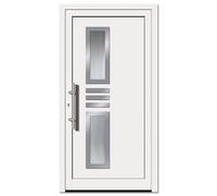 Porte d'Entrée PVC, HT400, Blanc, 760 x 1885 mm ou sur mesure, serrure 3 points, double vitrage, modèle Versailles