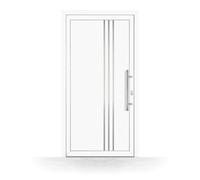 Porte d'Entrée PVC, HT400, Blanc, 760 x 1885 mm ou sur mesure, serrure 3 points, double vitrage, modèle Vitry-sur-Seine