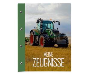 Porte-diplômes Itenga A4 avec fermeture à vis, motif « tracteur dans un champ »