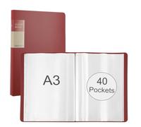Porte Document A3 avec Pochettes Transparentes Porte vue 80 vues, Rouge | Porte-Vues A3 40 Pochettes Présentation Affichage du Livre A3 Protège-Documents