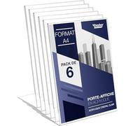 Porte-Document A4 Incliné en Acrylique Transparent, Pack de 6. Présentoir de comptoir, publicité, cadre photo, pancartes, brochures, dépliants, menus, affichage. Maison, bureau, magasin, restaurant