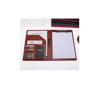 Porte document A4 pour bureau agenda d'affaires en cuir avec calculatrice - marron