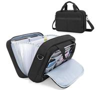 Porte-documents à soufflet avec 20 compartiments pour documents A4, environ 500 feuilles, poche zippée avec bandoulière, noir