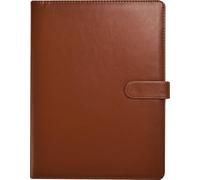 Porte-documents A4 avec porte-bloc et bloc-notes, porte-cartes pour l'école, le bureau, la conférence (marron)