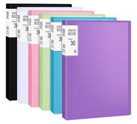 Porte-documents A4, lot de 6 avec pochettes transparentes, 30 poches, en plastique PP