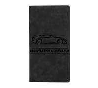 Porte-Documents en Cuir Porte-Cartes d'assurance pour Voiture Porte-Documents de Voiture avec Fermeture éclair Porte-Documents pour véhicule Porte-Documents de Voiture pour Cartes, Noir,