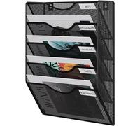 Porte-documents mural à 5 pochettes, noir, pour le bureau et la maison