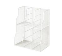 Porte-documents vertical en métal à double niveau, 48 x 30 x 24 cm, organiseur de documents sur pied, trieur de papier empilé, rangement à grille ouverte, pour bureau, classeur à courrier à domicile