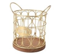 Porte-dosette de café, Panier à Capsules de café, Base en Bois, Décoratif Rond pour la Cuisine (GOLD)